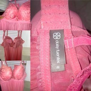 Pink Lace Lingerie babydoll sleep minidress